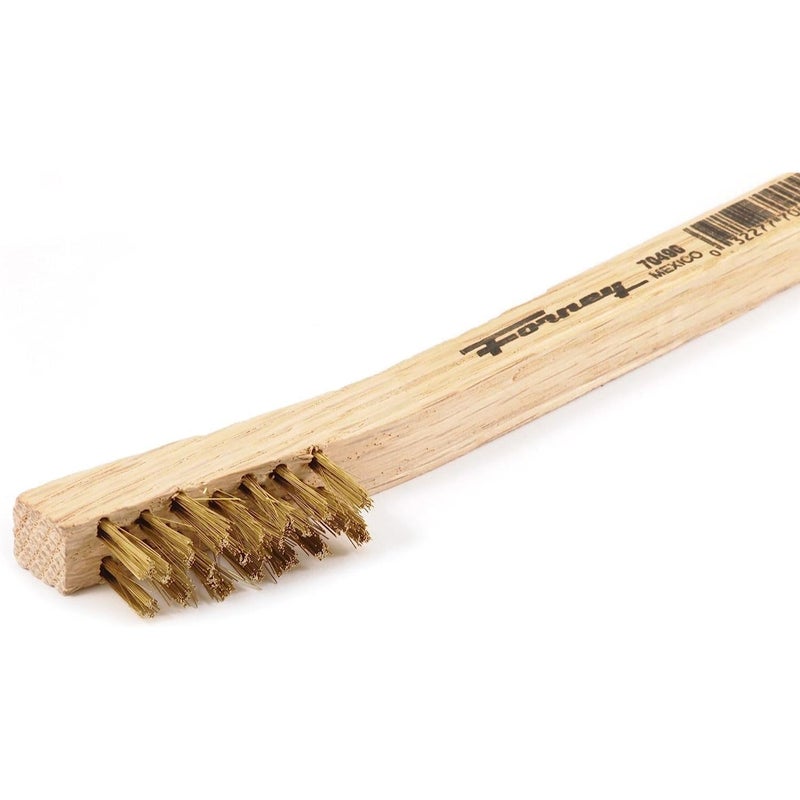 Forney 70490 Wire Scratch Brush, Brass with Wood Handle, 7-3/4-Inch-by-.006-Inch - Image 2